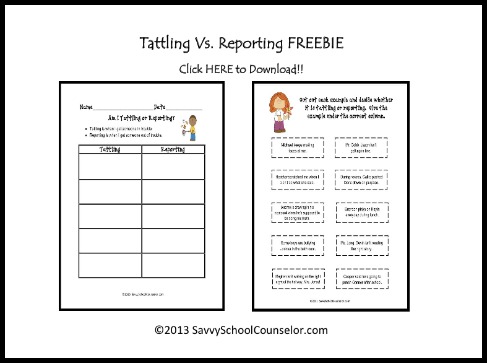 FREE Tattling Vs. Reporting Download (Type-O Corrected!)